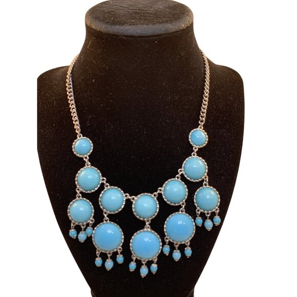 Unbranded Jewelry - Vintage Faux Turquoise Cabochon Chandelier Statement Necklace (1890)